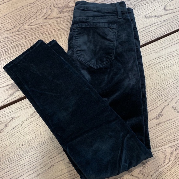 LOFT Pants - Black Faux Velvet modern Skinny Pants